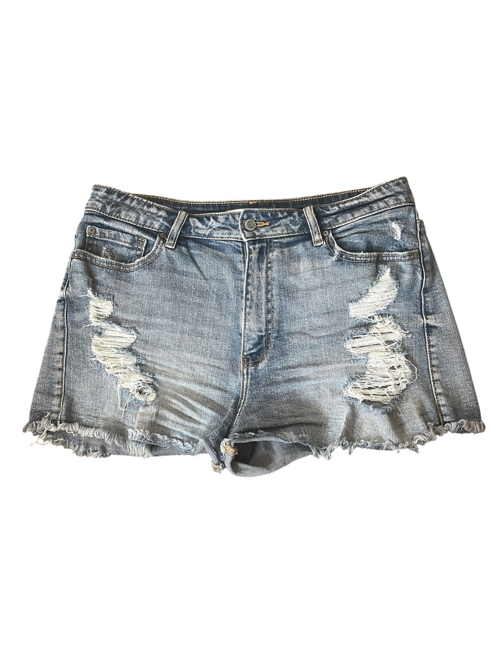 TT4- Kara Large Eunia super high rise Distressed Light Blue Denim Women's Shorts